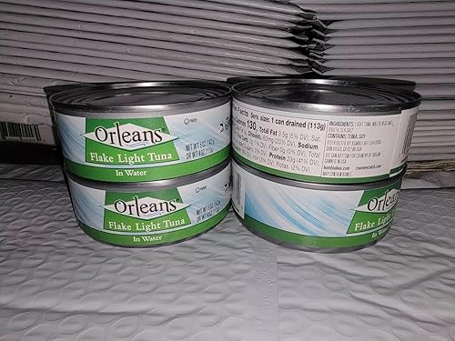 Orleans Flake Light Atún en agua latas de 5 onzas (paquete de 24)