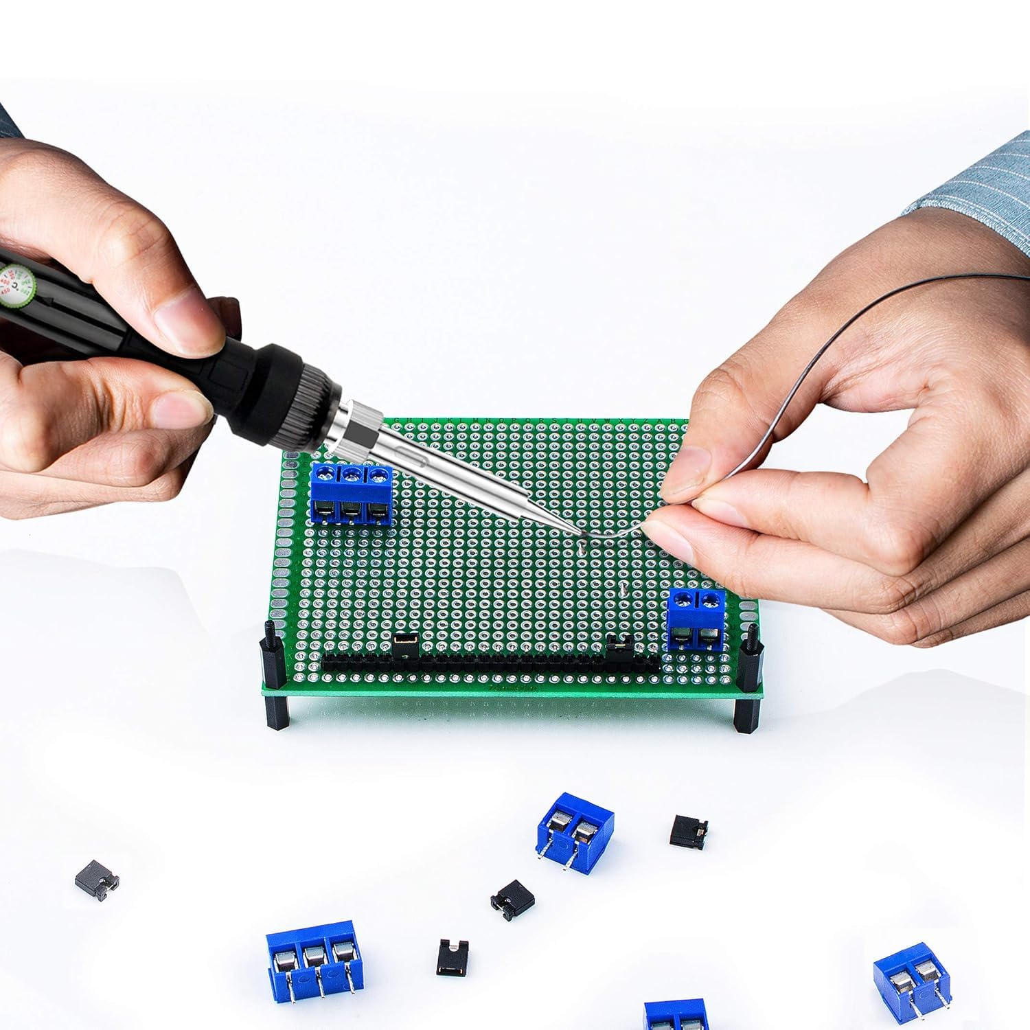 GTIWUNG Kit di Schede PCB, include 22 Pezzi Schede Prototipo a Doppia Faccia Universali 2*8/3*7/4*6/5*7/6*8/7*9CM, 30 Pezzi Connettori Maschio/Femmina, 8 Pezzi 2/3 Pin Terminale a Vite Morsetti a Vite