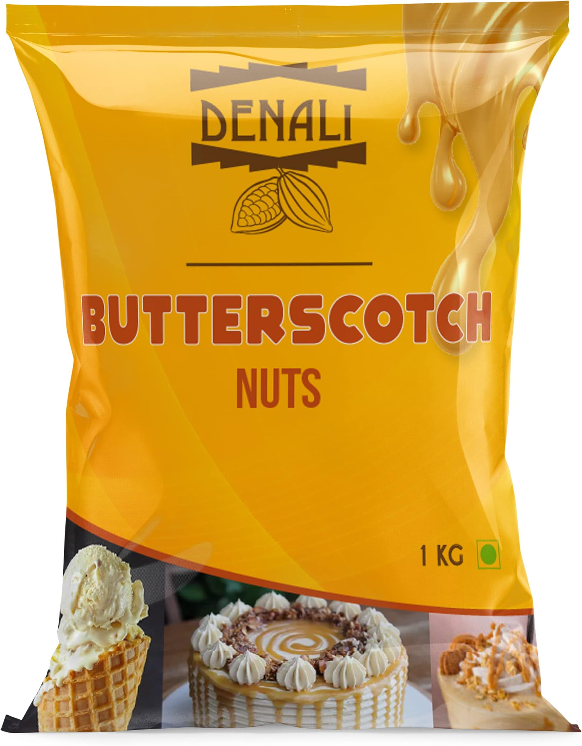 Denali Premium Butterscotch Nuts - Delicious Toppings for Cooking/Baking Cakes, Cookies, Muffins, Mousse, Cake Decoration, Ice Cream topping (Bulk Pack - 800g Pouch)
