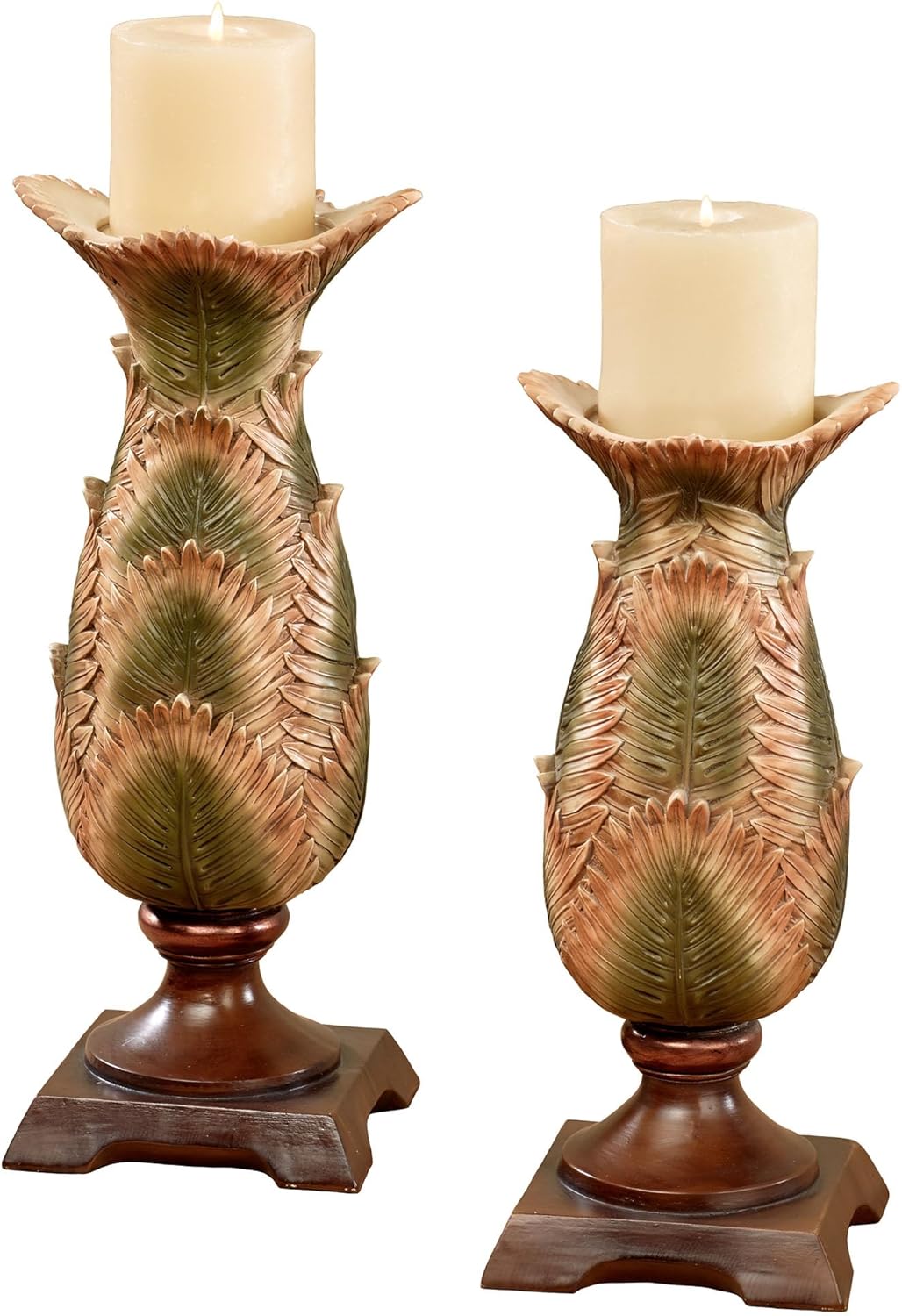 Sunset Palm Candleholders Multi Earth Set of Two