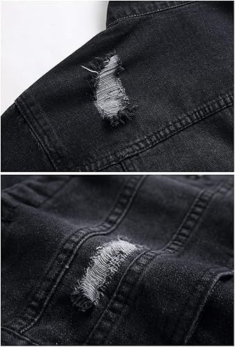 Miniatura 5 de LZLER Chaquetas de mezclilla para hombre, desgastadas, clásicas, vintage, ajustadas, rasgadas, a la moda, 2024, chaquetas de mezclilla de camionero