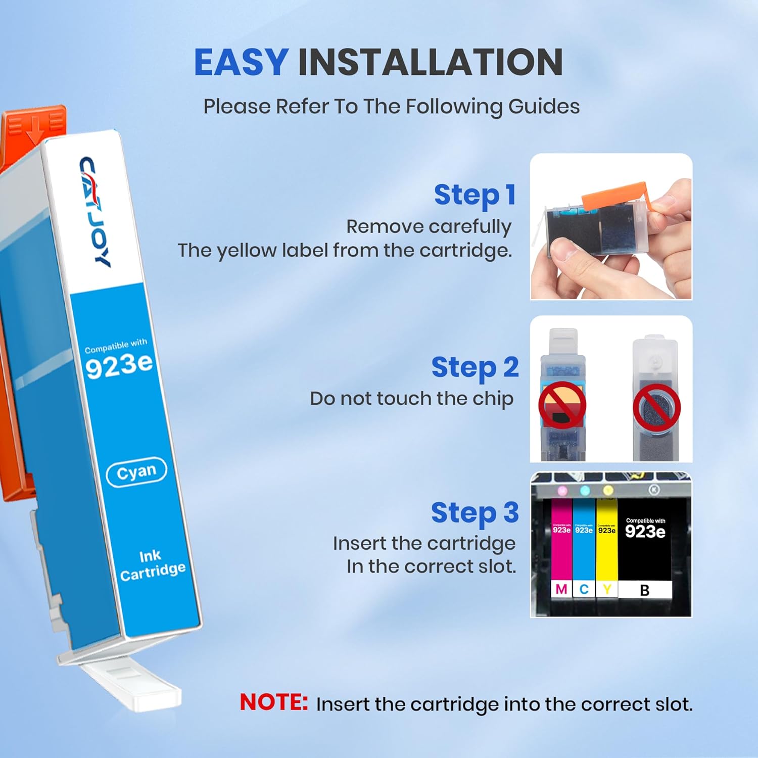 923e 923XL Ink Cartridges for HP Printers with Chip | Work for OfficeJet 8120e 8122e 8124e Pro 8135e 8138e 8139e 8130e 8132e Printer| 6C3Y6LN| 4 Pack Black Cyan Yellow Magenta