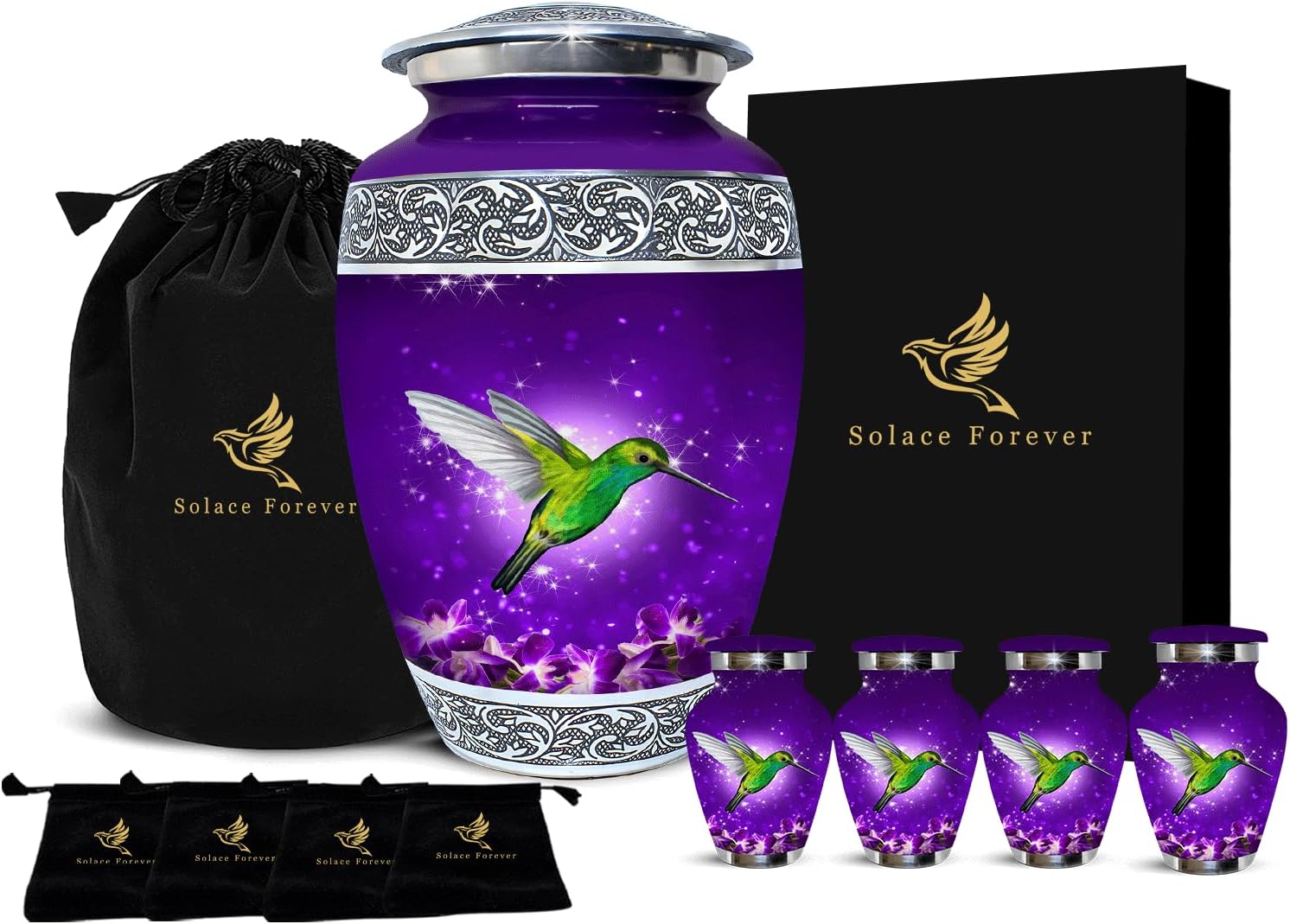 Small Urns for Human Ashes Keepsake - Mini Urn for Ashes Adult Male & Female - Keepsake Urns Set - Honor Your Loved One with Funeral Memorial Urn (Purple, Set of 5)