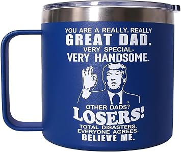LEIOH Fathers Day Dad Gifts from Daughter Son,Birthday Gift for Dad,Stepdad,Father-in Law,Daddy - Gift for Men Papa Grandpa Uncle -14 oz Blue Tumbler Mug