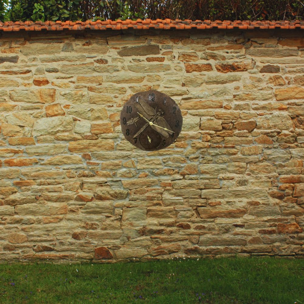 garden mile Reloj de Pared de libélula rústica Vintage Cocina, salón, jardín o terraza, con termómetro de Pared Moderno