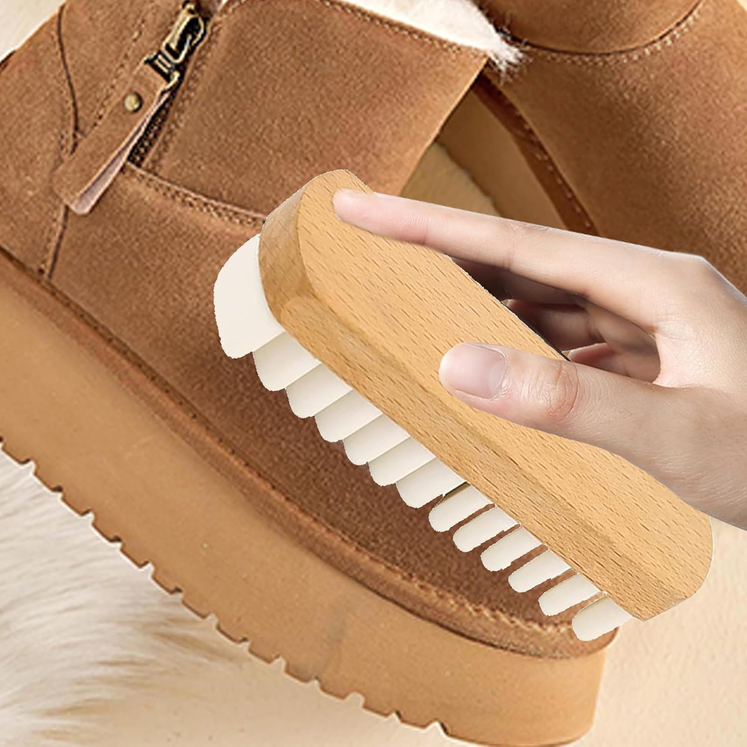 Shudyear 2pcs suede cleaner kit with horsehair brush and rubber suede brush, ideal for daily shoe cleaning and basic care for boots and shoes