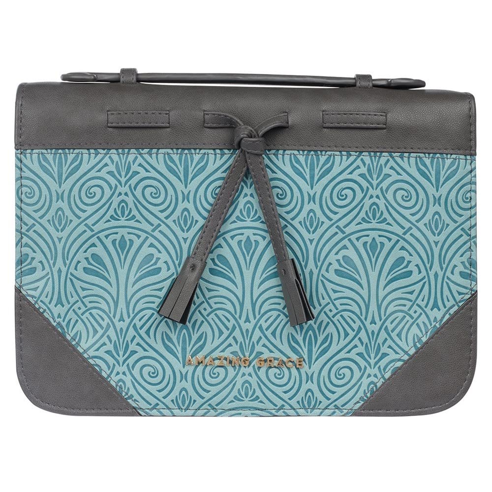 Christian Art GiftsBible Cover Gray & Turquoise Amazing Grace