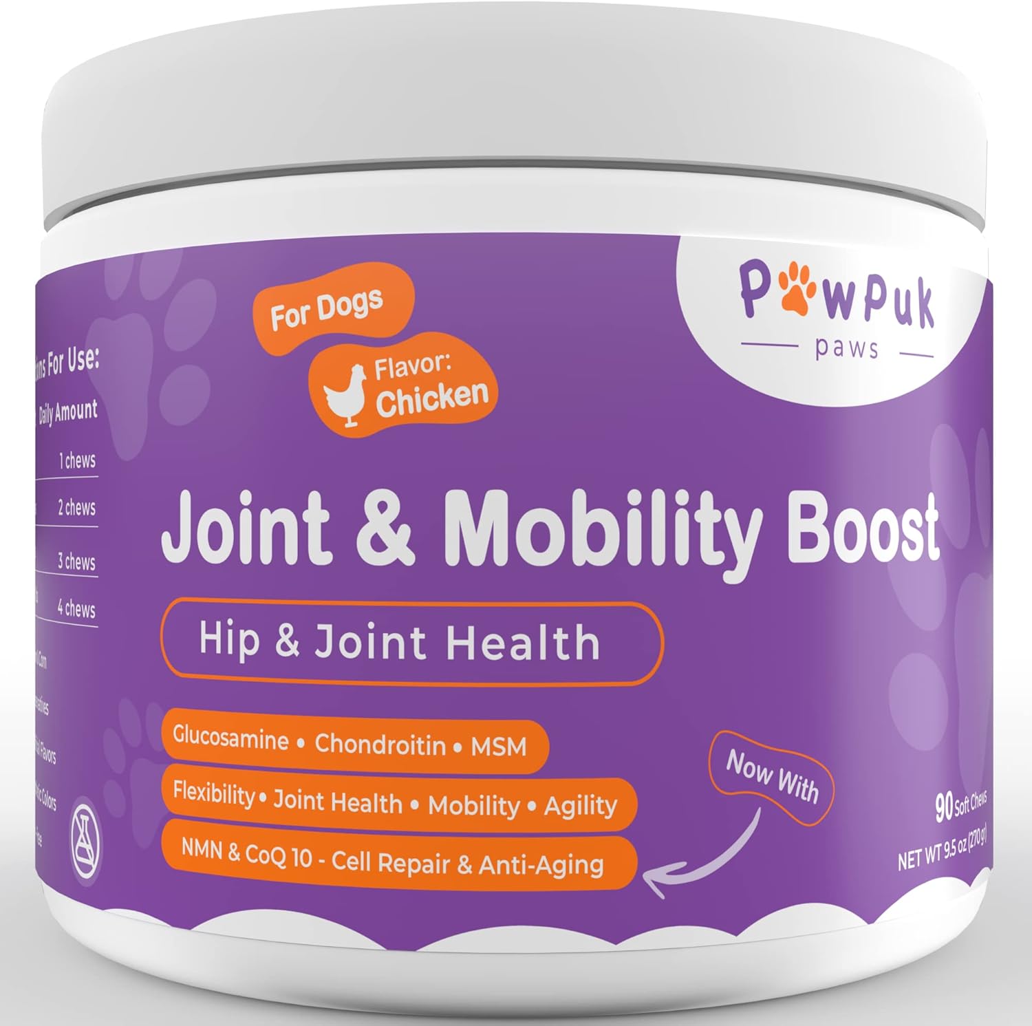 PawPuk Paws Hip and Joint Dog Supplement Vitamin
