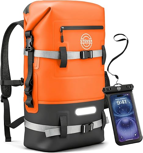 Miniatura 25 de STOVER 5/10/25/30/40/55L Waterproof Dry Bag- Roll-Top Backpack w/Phone Case- Kayaking, Hiking, Camping, Boating- Men/Women 30L Verde (con funda para