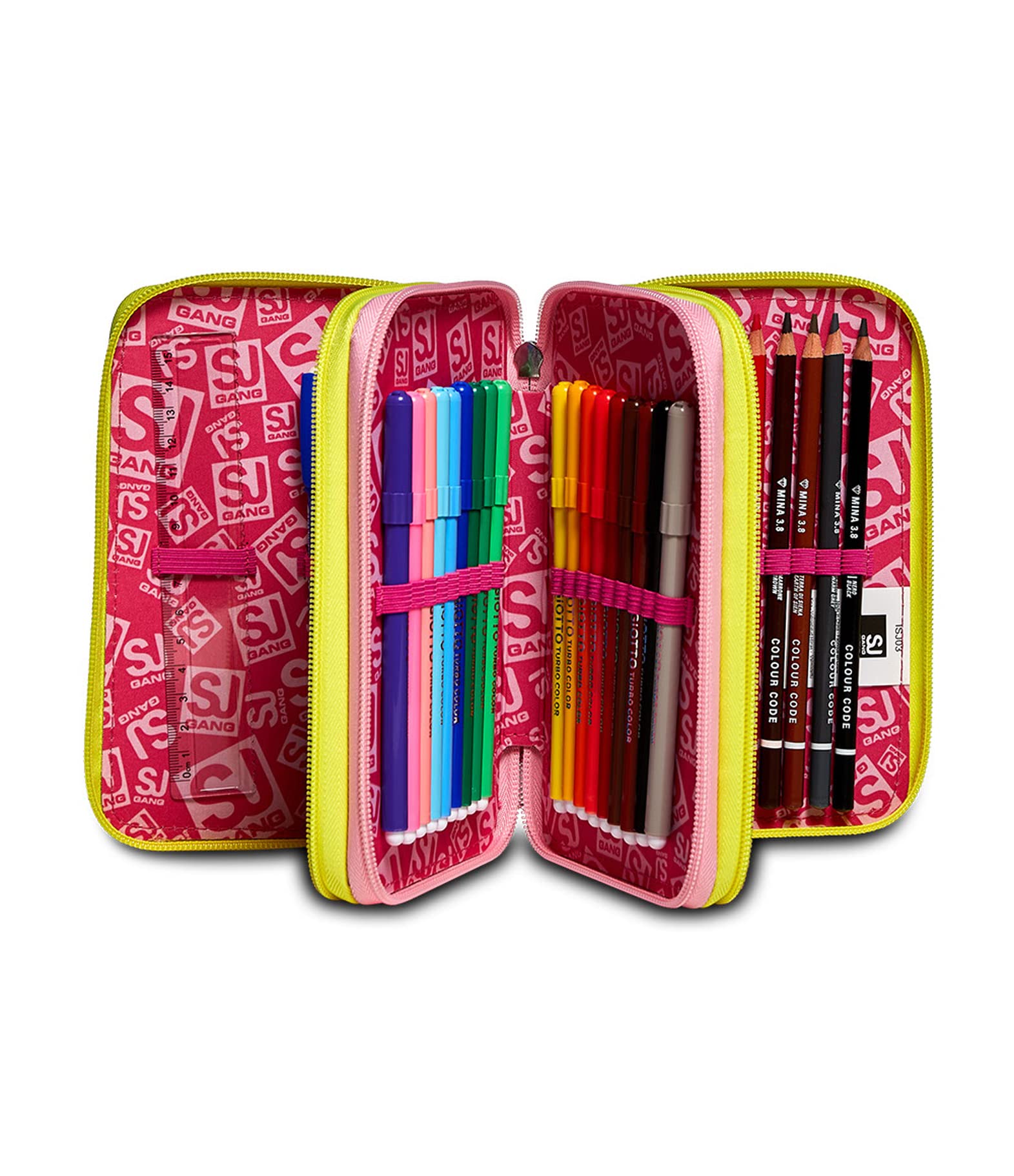 SJ GANG STYLE JAM GANG Astuccio 3 Zip Astuccio 3 Zip, Bambine e ragazze, Rosa, Taglia Unica