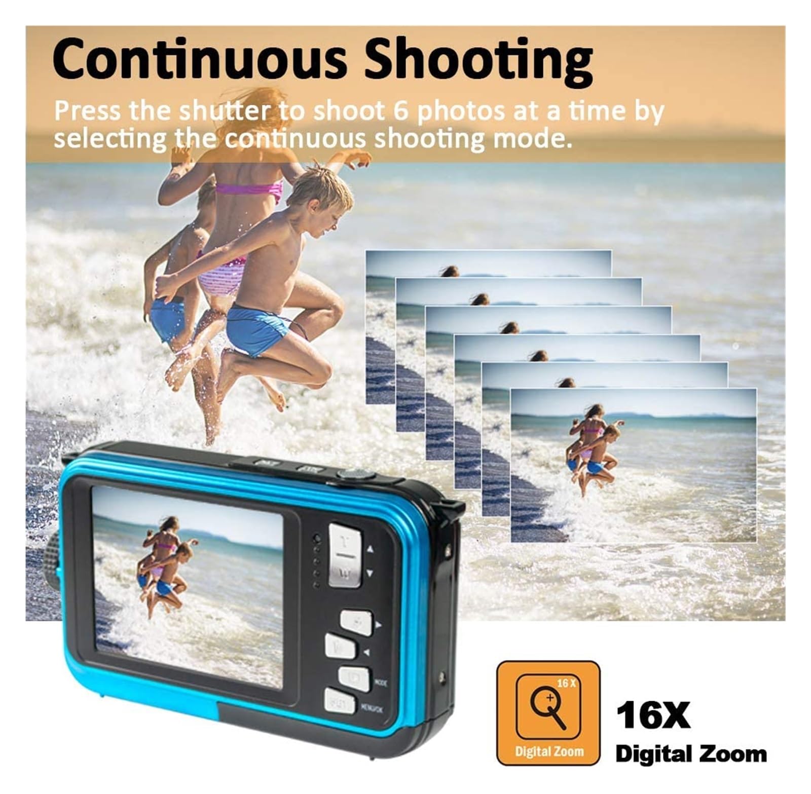 Fotocamera Digitale Subacquea Da 10 Piedi Videocamera Fotografica Impermeabile IP68 Estiva 48MP 2.7K Telecamere D'azione Con Autoscatto A Doppio Schermo Telecamera HD ( Size : NO TF Card , Color : Red