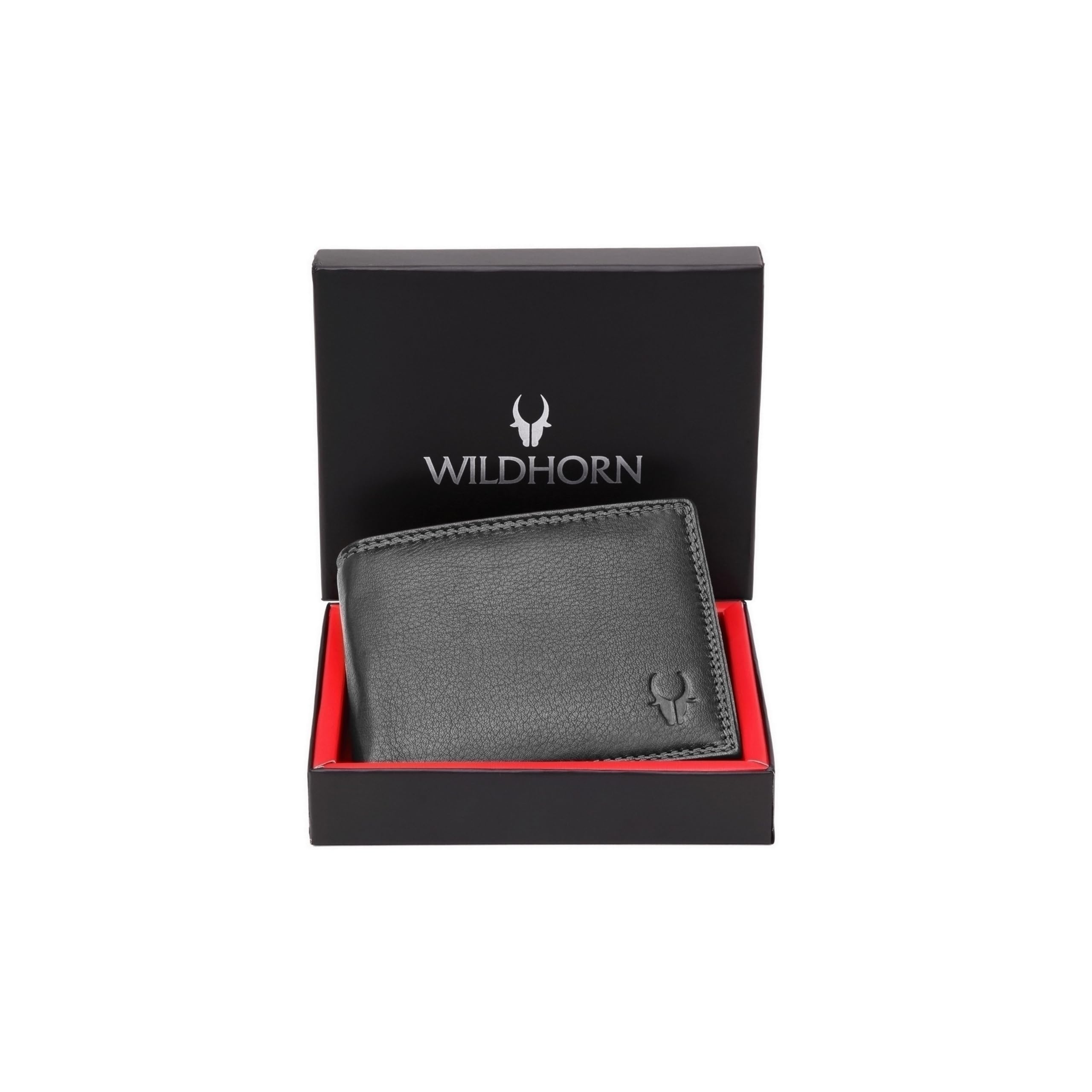 WildHorn Rfid Protected Genuine Leather Wallet For Men (Black)