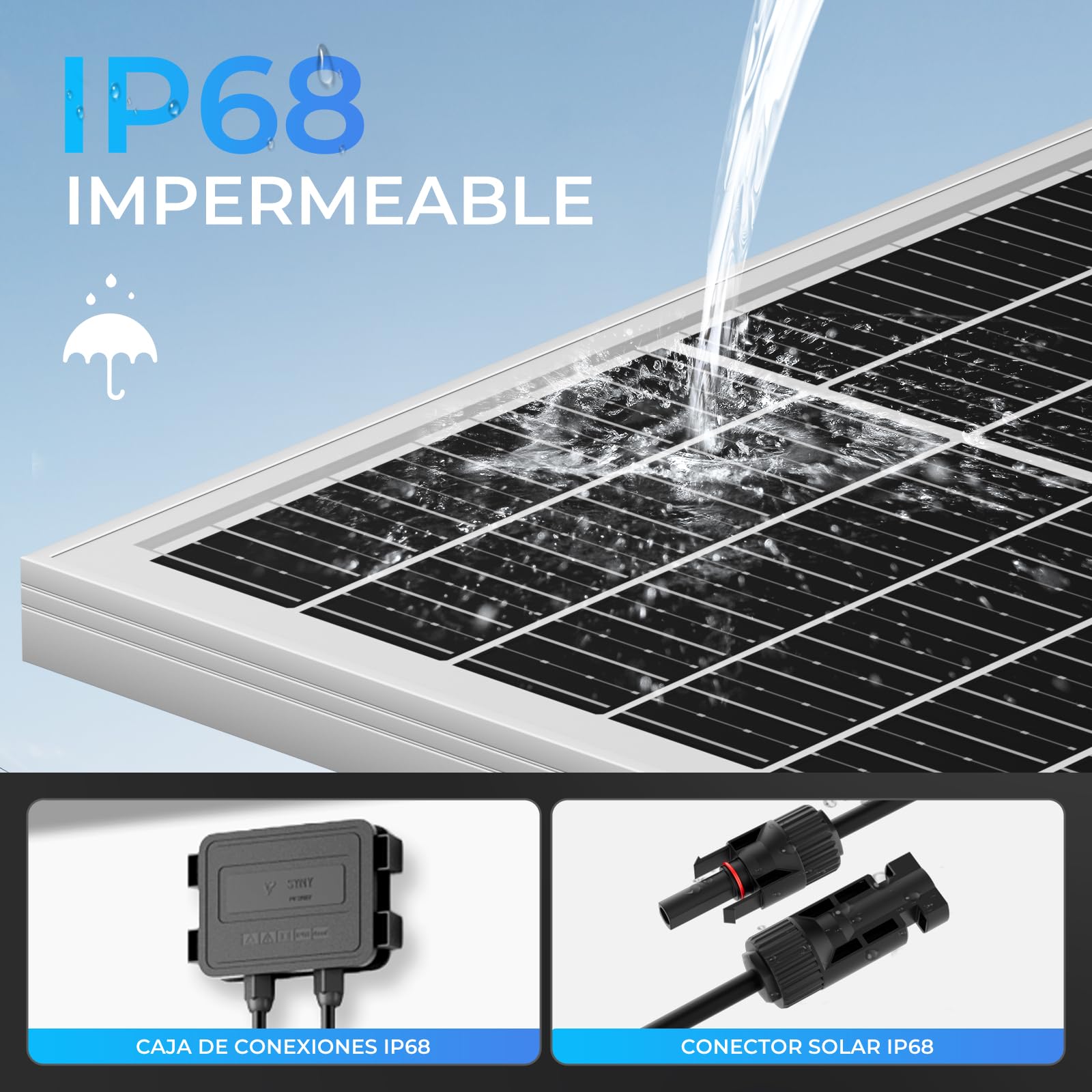 100W Solarpanel N-Type 12V Monokristallin IP68 MC4 für RV Schiff Dach