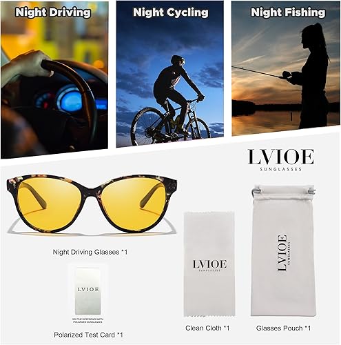 Miniatura 6 de LVIOE Gafas de visión nocturna para conducir mujeres hombres gafas amarillas para conducción nocturna antirreflejos polarizadas N8091