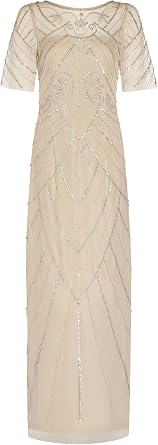 Adrianna Papell Womens Beaded Long Column Gown