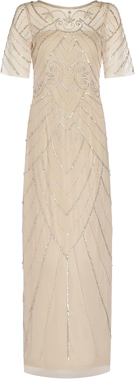 Adrianna Papell Womens Beaded Long Column Gown