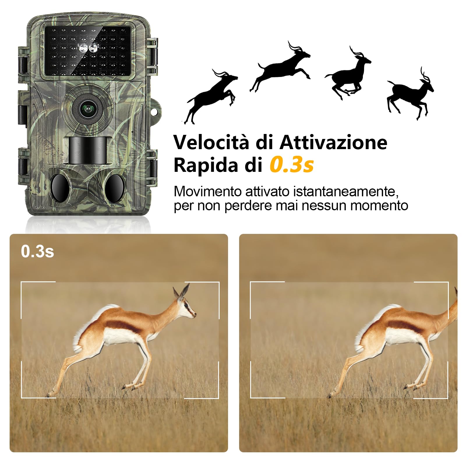 Fototrappola SUNTEKCAM 50MP 4K - Visione Notturna IR, Impermeabile IP65, Con Scheda SD 32GB, Per Caccia E Sorveglianza