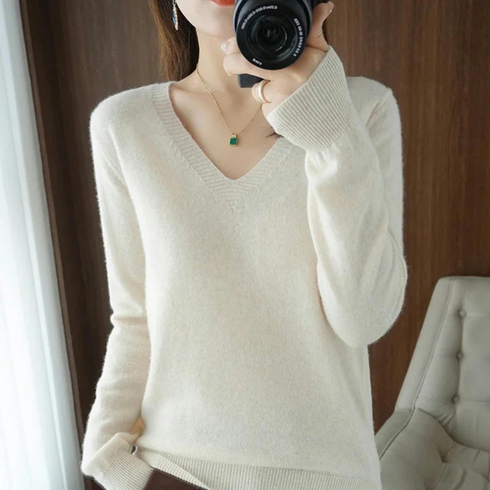 Sweter dla kobiet swetry damskie dekolt w serek solidne swetry swetry wiosna jesień damski sweter zima ciepła dzianina dół koszula
