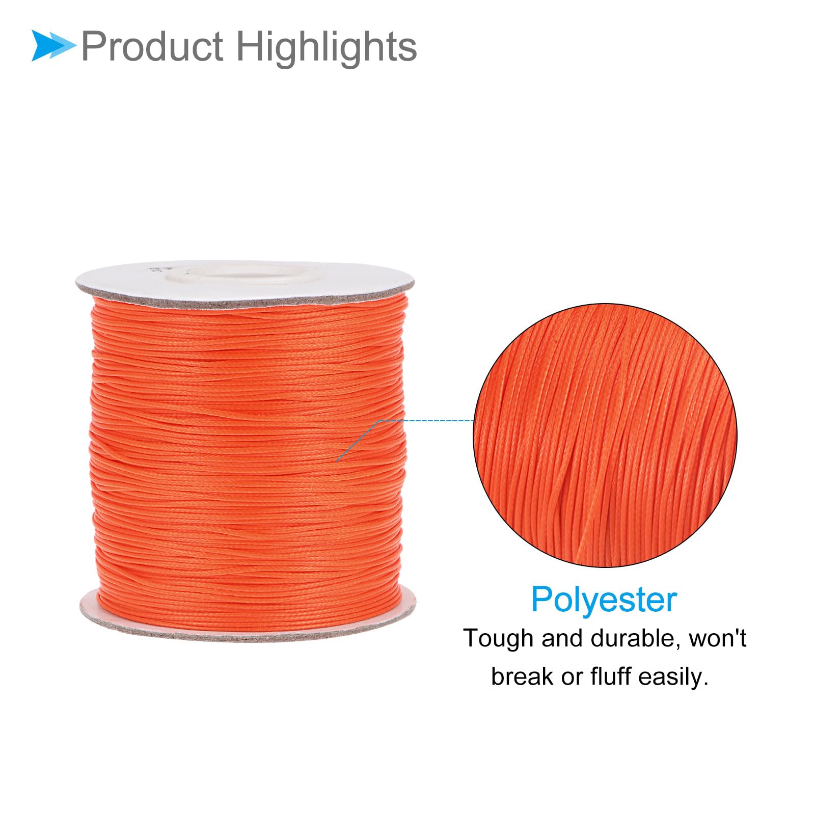 CoCud Waxed Polyester String Cord, 173 Yards 159m Length 0.5mm Dia, Soft Smooth Beading Thread Orange - (Applications: for DIY Craft) - Image 4