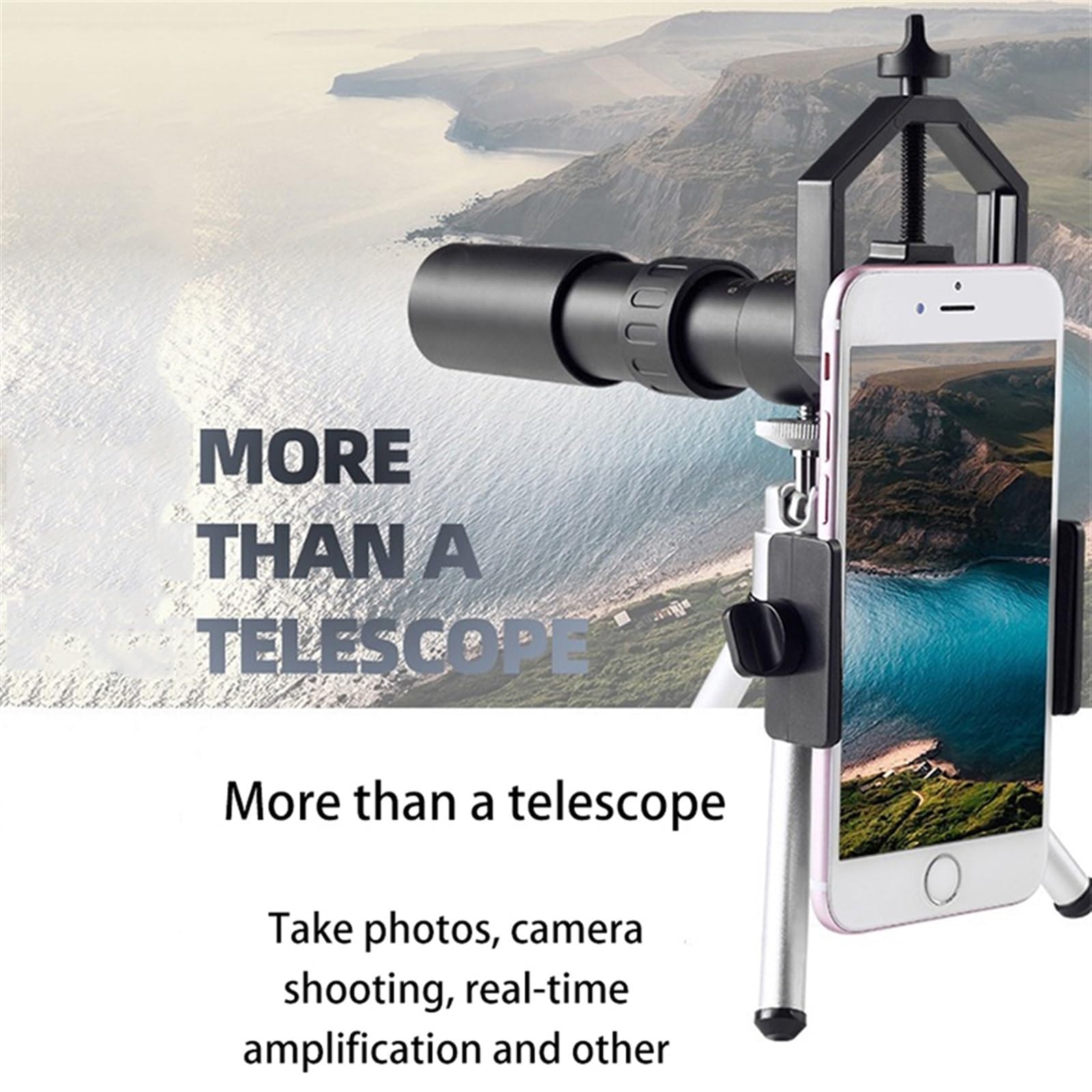 Binocolo Telescopio Zoom Monoculare in Metallo Telescopio Portatile Potente Binocolo con Treppiede e Supporto per Telefono per Campeggio Viaggio