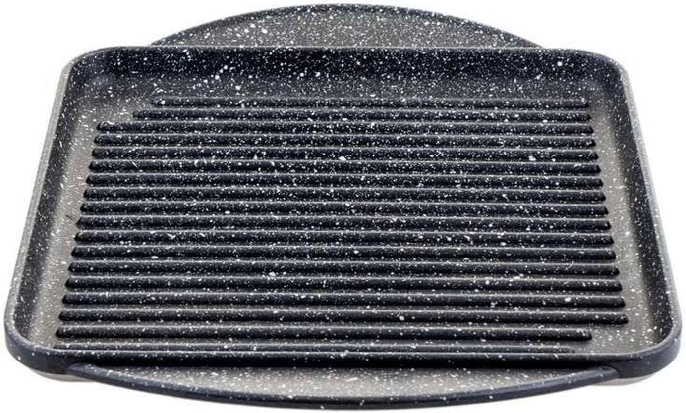Avilia Bistecchiera Antiaderente per Induzione in Alluminio - Plancia Grill Rettangolare 37x28cm per Verdure, Bistecche e Pesce, Cottura Salutare e Uniforme