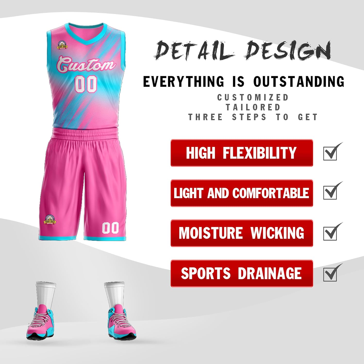 Custom Basketball Jerseys Uniform with Team Name Number, Personalized Jerseys for Men/Women/Youth - Image 2