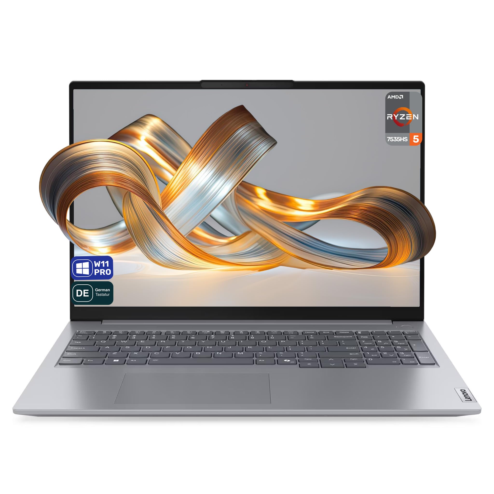 Lenovo ThinkBook 16 G7 ARP Business Laptop, AMD Ryzen 5-7535HS, 16 GB DDR5 RAM, 512 GB PCIe SSD, 16" WUXGA Display, AMD Radeon 660M Graphics, Deutsches Tastatur-Layout, Windows 11 Pro, Arctic Grey