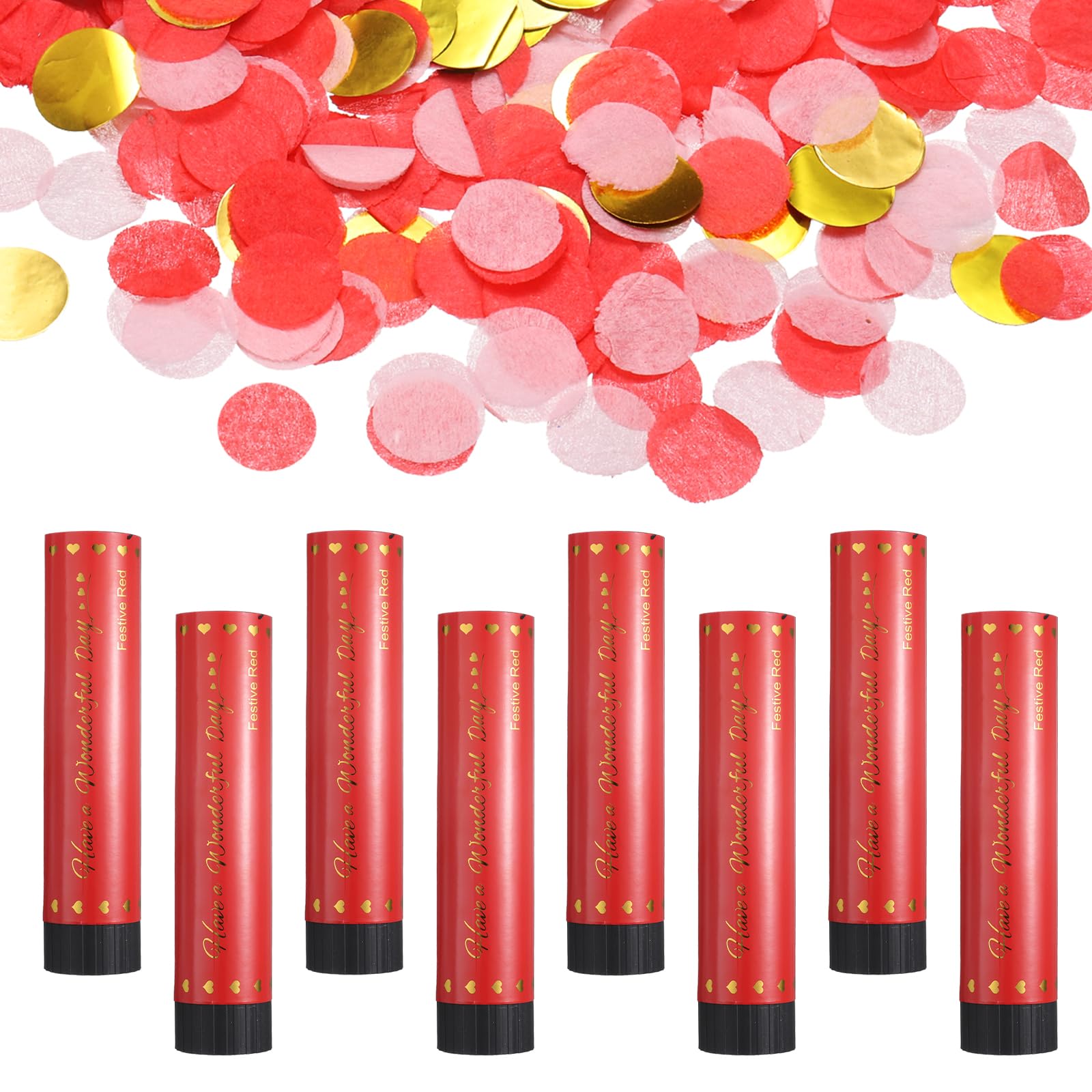 sourcing map Konfetti-Popper für Hochzeit, Papier-Konfetti, Happy Birthday, Tischstreuung, Konfetti-Punkte für Geburtstag, Abschlussfeier, Weihnachten, Partyzubehör, Dekorationen, 20,3 cm, Rot, 8