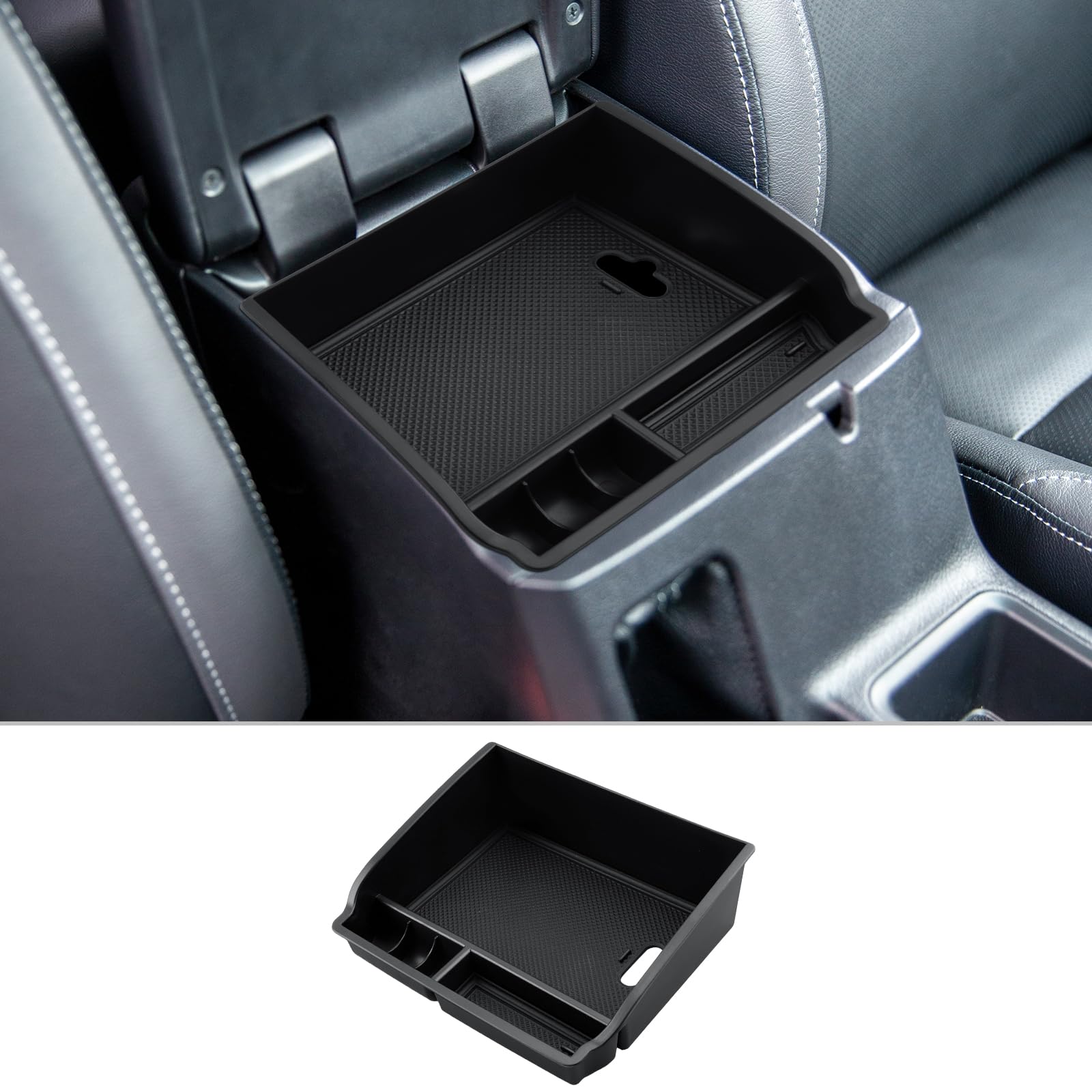 CDEFG Compatible avec Toyota Hilux 2016-2023 2024 Console centrale Boîte de rangement Hilux Boîte de rangement pour console centrale de voiture Plateau Accessoires Hilux (noir)