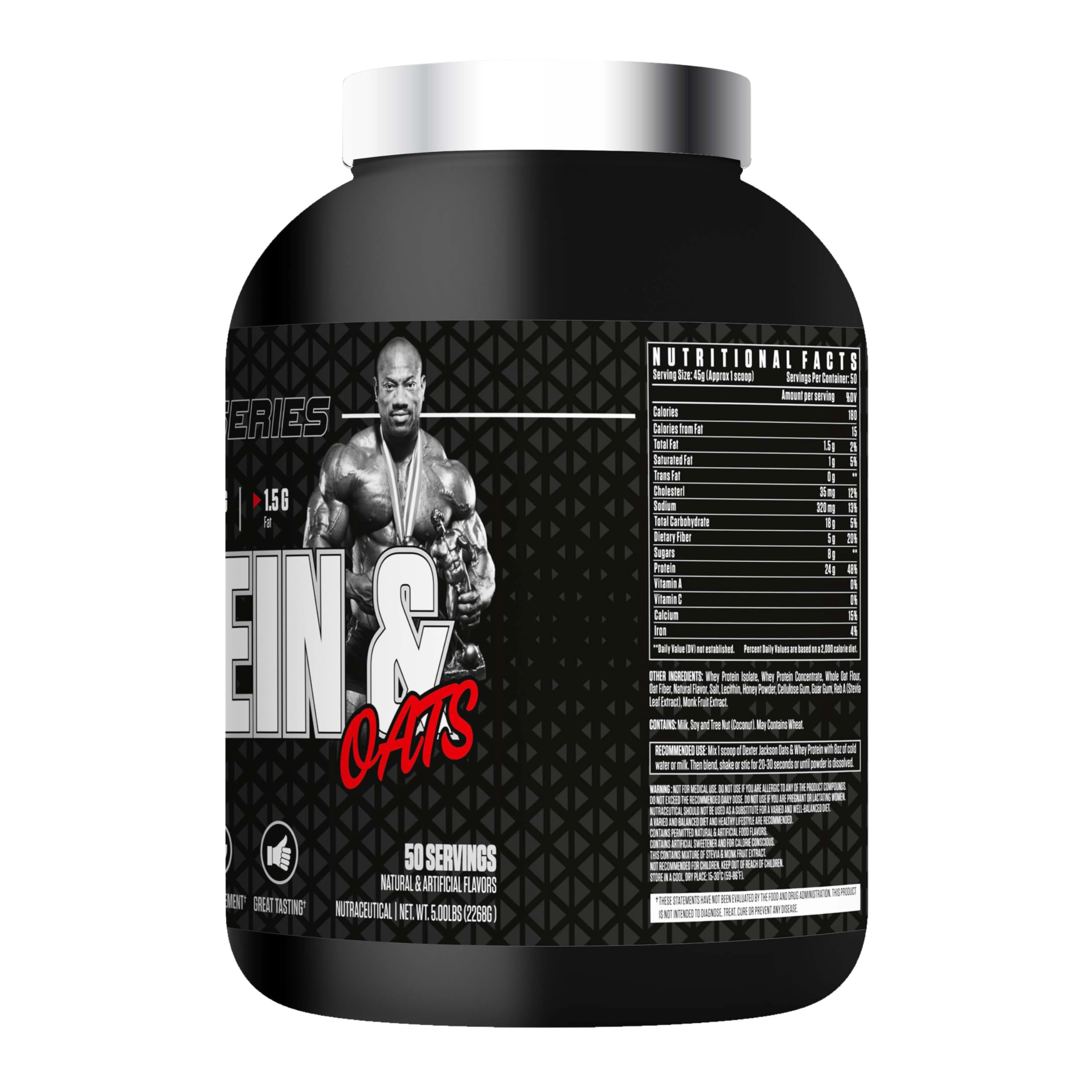 Dexter Jackson Black Protein & Oats | Ultra-Premium Advance Protein Powder 5lbs (2268g) 50 Servings | Muscle Fuel with Oats for Optimal Performance (White Chocolate Raspberry) — Amazon image 3