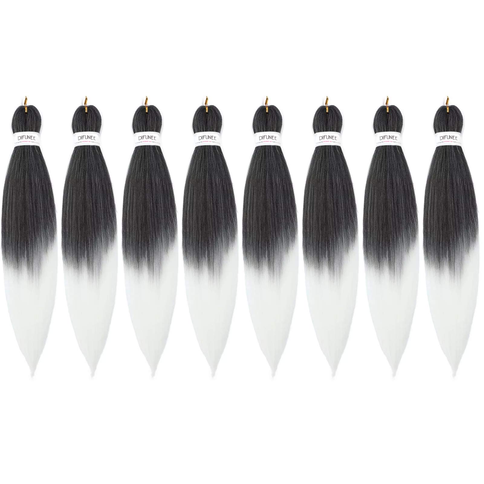 Pre-Stretched Braiding Hair Extensions Mix Ombre - 16 inch 8 Packs Synthetic Crochet Braids, Natural Braid Crochet Hair, Hot Water Setting Professional Soft Yaki Texture (16 Inch,T-Gary)