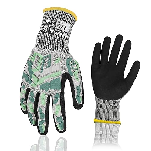 Guantes de trabajo de seguridad, guantes de impacto para hombres y mujeres, resistentes a los cortes, antideslizantes, resistentes con agarre de