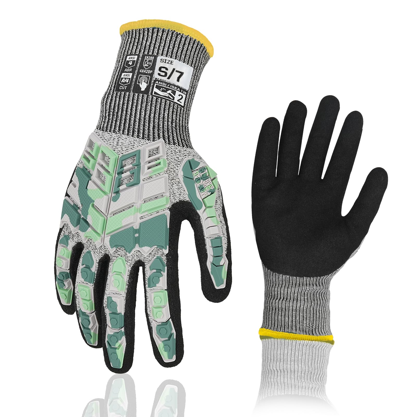 Gants de travail de sécurité, gants de frappe pour hommes et femmes, résistants aux coupures, antidérapants et durables, avec poignée en nitrile, gants pour écran tactile avec protection