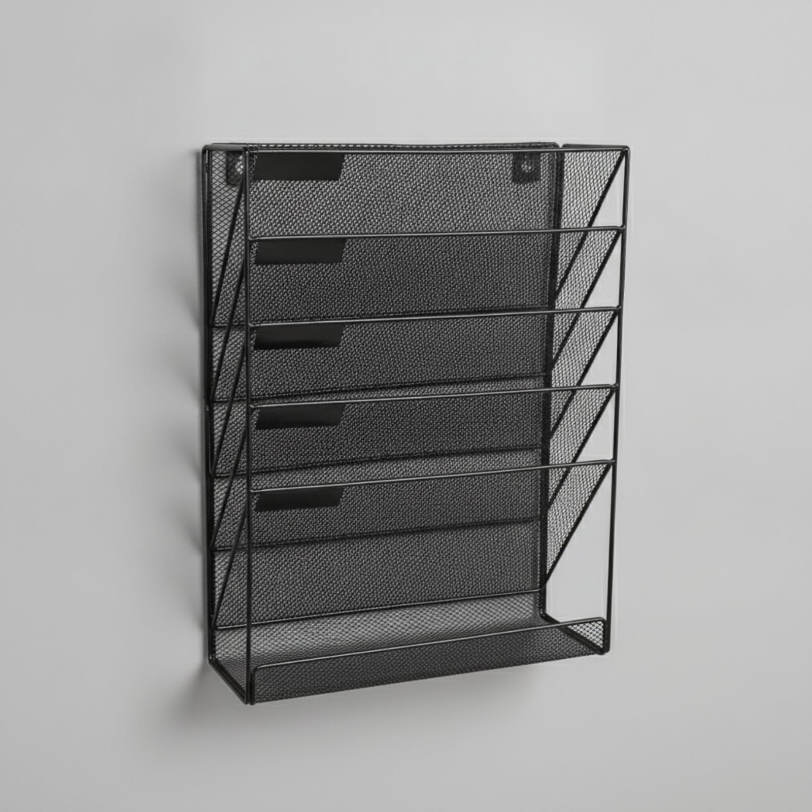 Clasificador Papeles Pared Organizador Pared con Compartimentos Inclinados, Vertical, Organizador Archivos Colgan con Banja Inferior, Plata