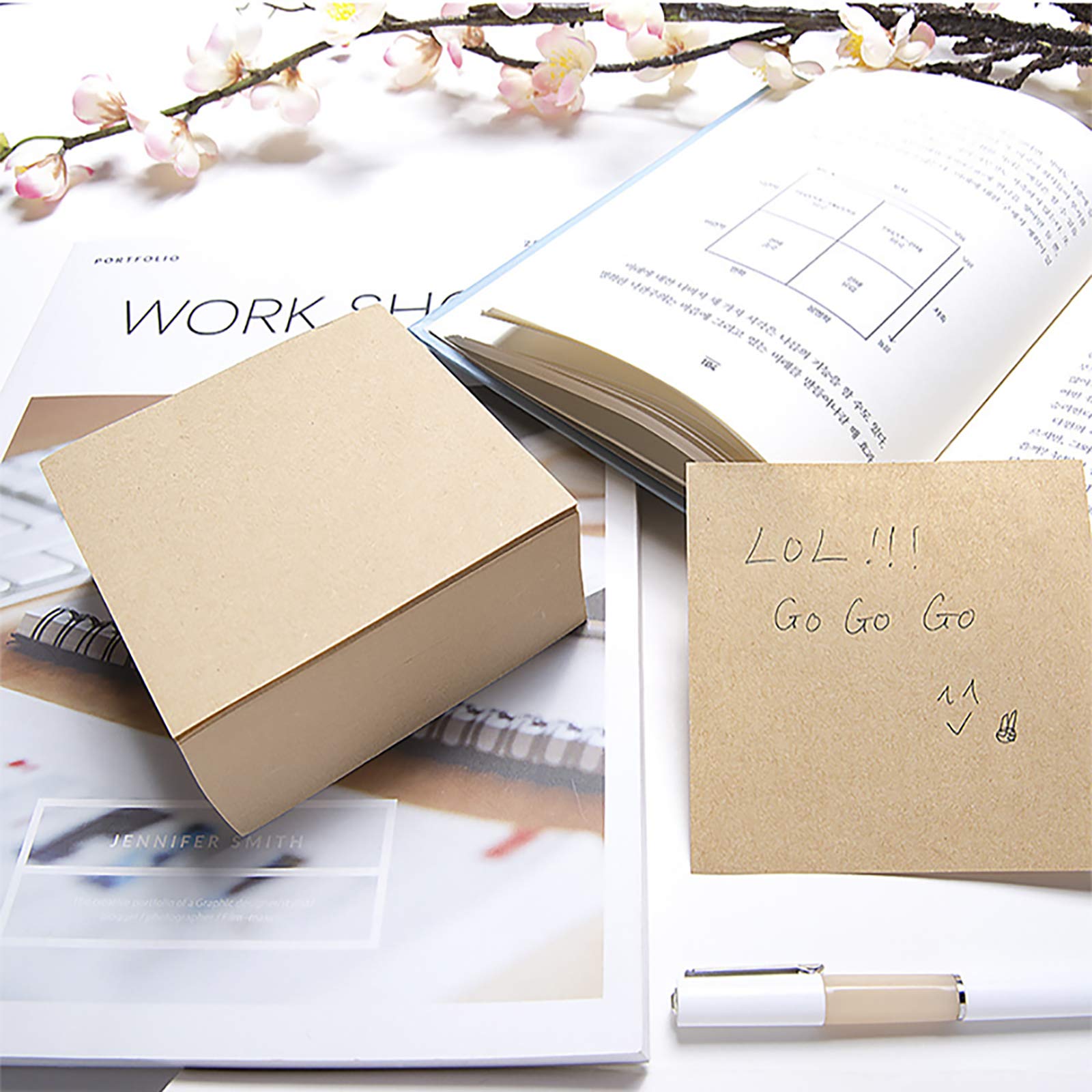 VANRA Note Cube 4 x 10,2 cm (non appiccicosa) Ricarica Cubo memo (senza supporto) Pagine strappate (non allentate) Grattini vuoti, 400 fogli / cubo (Kraft Brown)