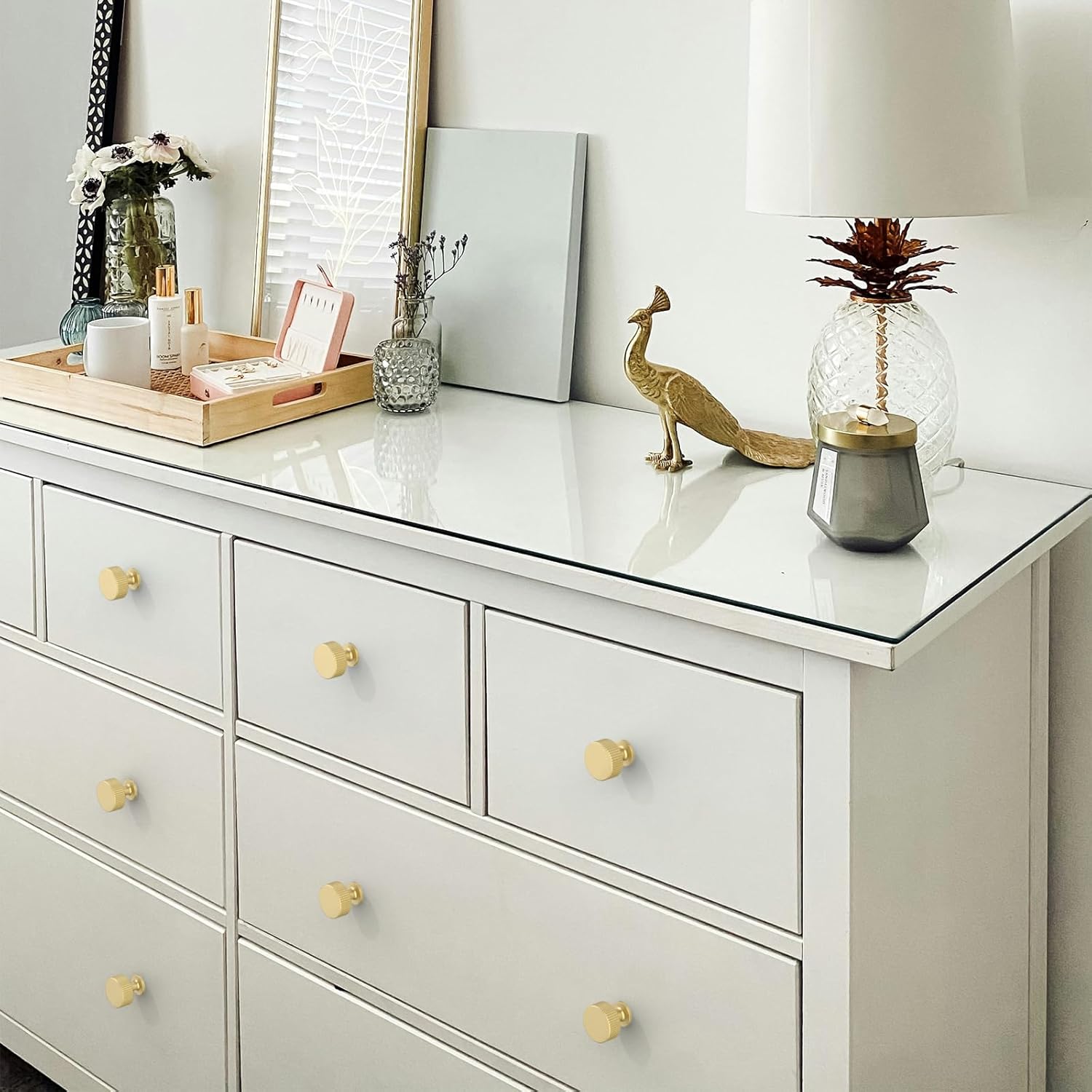 FILTA 10 Pack Gold Cabinet Knobs Stylish Kitchen Cabinet Knobs Zinc Alloy Modern Cabinet Hardware Pulls for Drawer Dresser