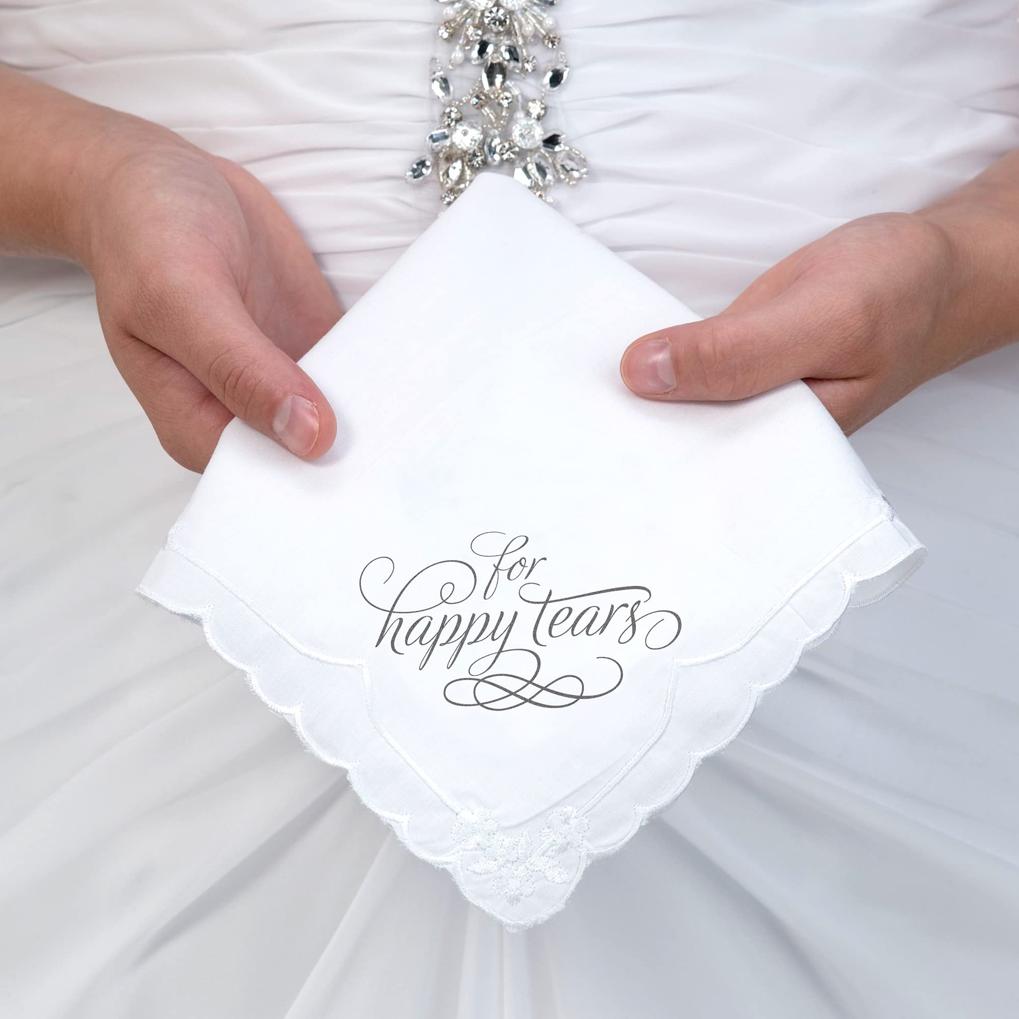 Lillian Rose for Happy Tears Cotton Hankie 12", White, 30.48 x 30.48 x 0.3175 cm - Image 4