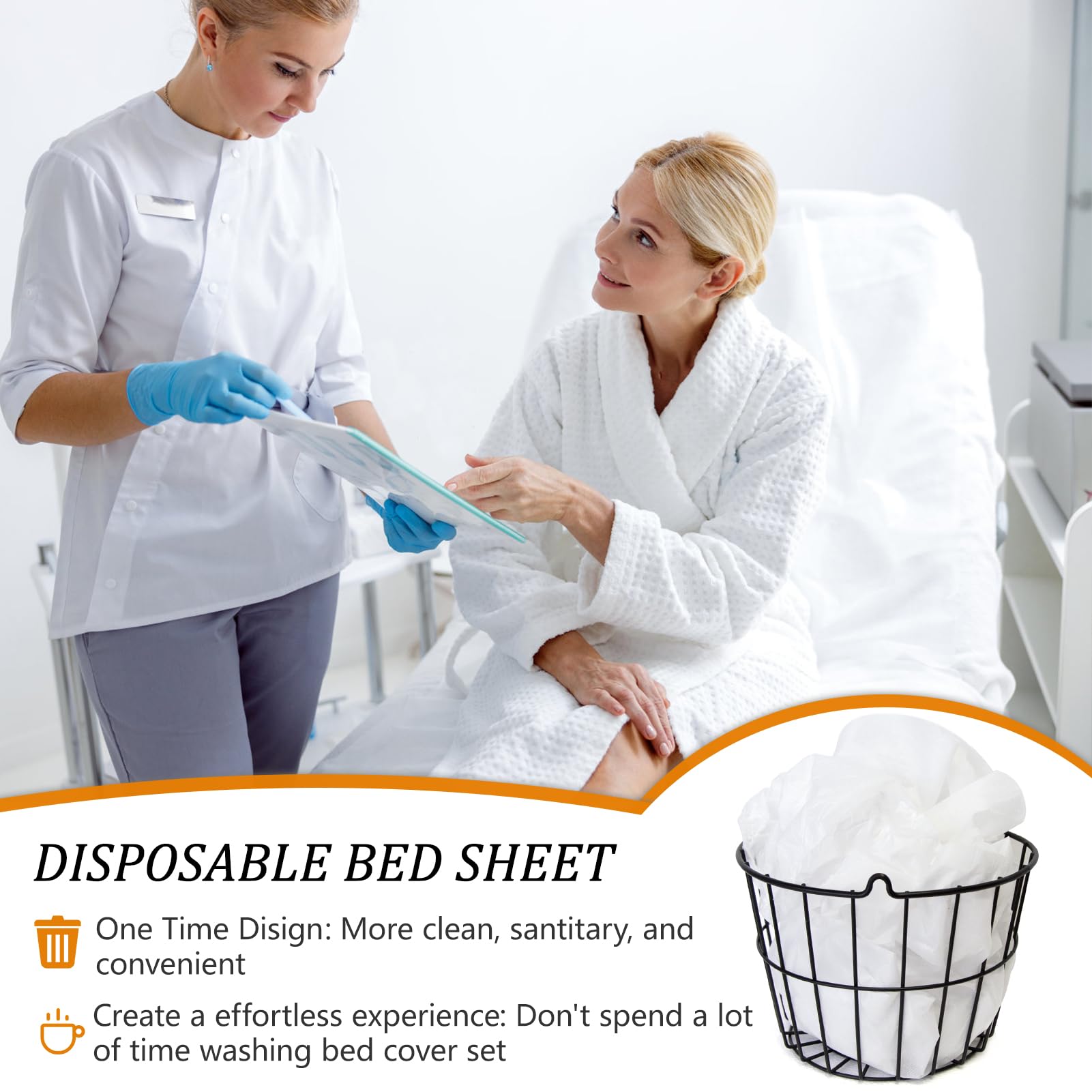 100PCS Disposable Non-Woven Massage Table Sheets, 71 x 31 Inch, White