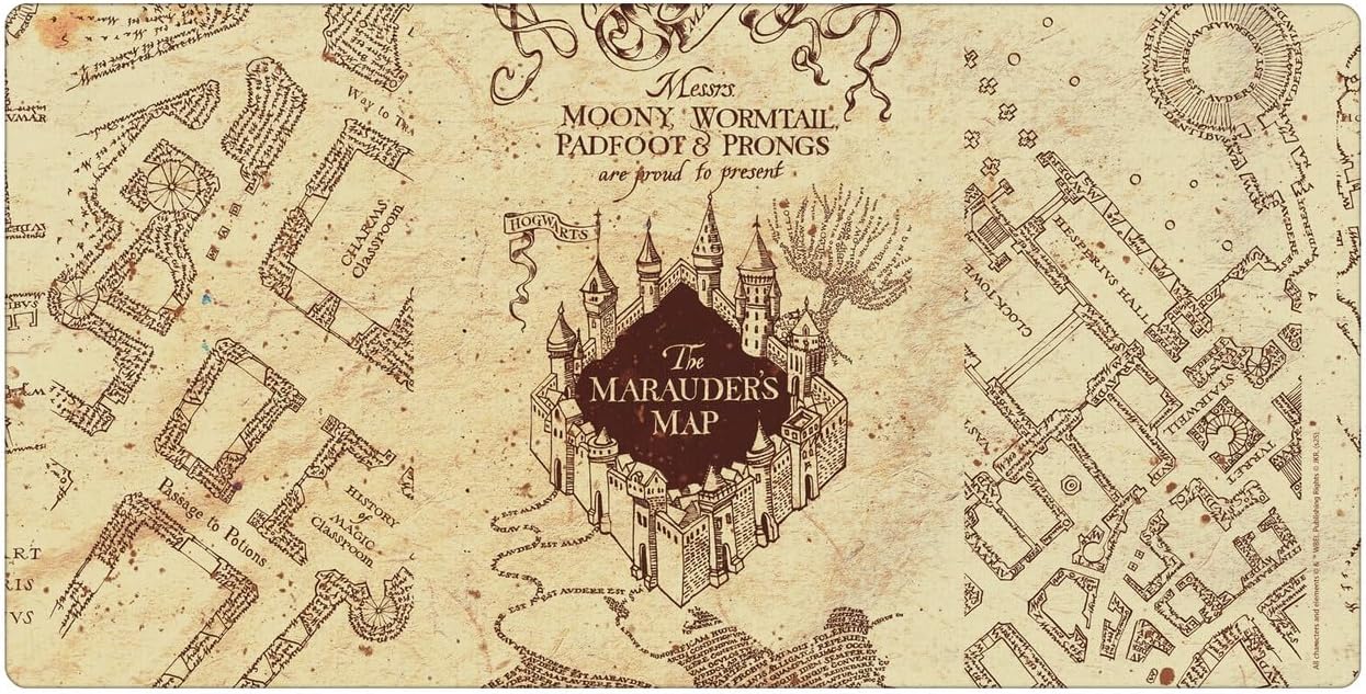 Head Case Designs Officially Licensed Harry Potter The Marauder's Map Graphics 23.62 x 11.81 x 0.12 inches (600 x 300 mm) - L Gaming Office Desk PC Keyboard Mouse Mat Pad