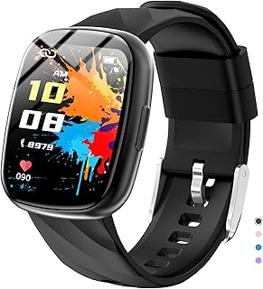 Ucani Kids Smart Watch 6-16 Years - IP68 Waterproof Fitness Tracker, 1.75\\\" Touch Screen, Heart Rate & Sleep Monitor, 100+ Sports Modes, Gift for Girls Boys (Bright Black)