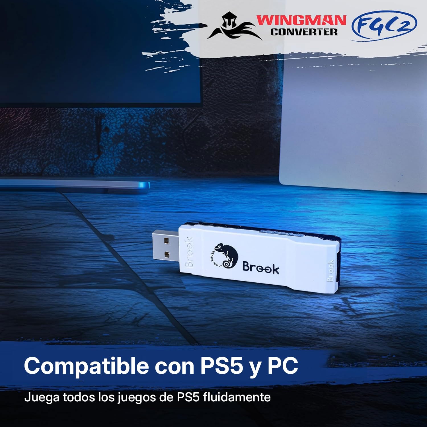 Mcbazel Brook Wingman FGC 2 Convertidor para PS5, Controlador con Cable PS5/PS4/XBox Series X|S/Xbox One/Xbox Elite/NS Switch/Arcade Stick a PS5/PC con Windows