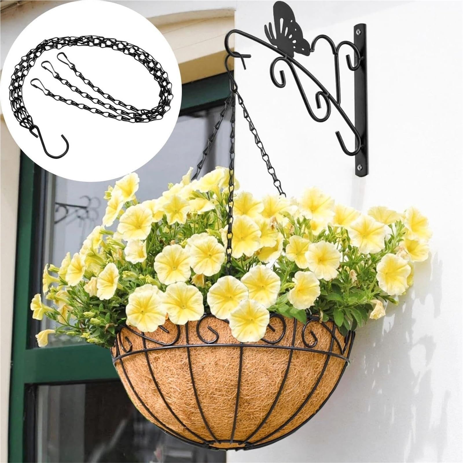 Ganci Per Vasi Sospesi Gancio for vasi da fiori, cestini sospesi, catene con ganci, catena di ricambio for fioriere, mangiatoia for uccelli, lanterna giardino(S Shape-5pcs)
