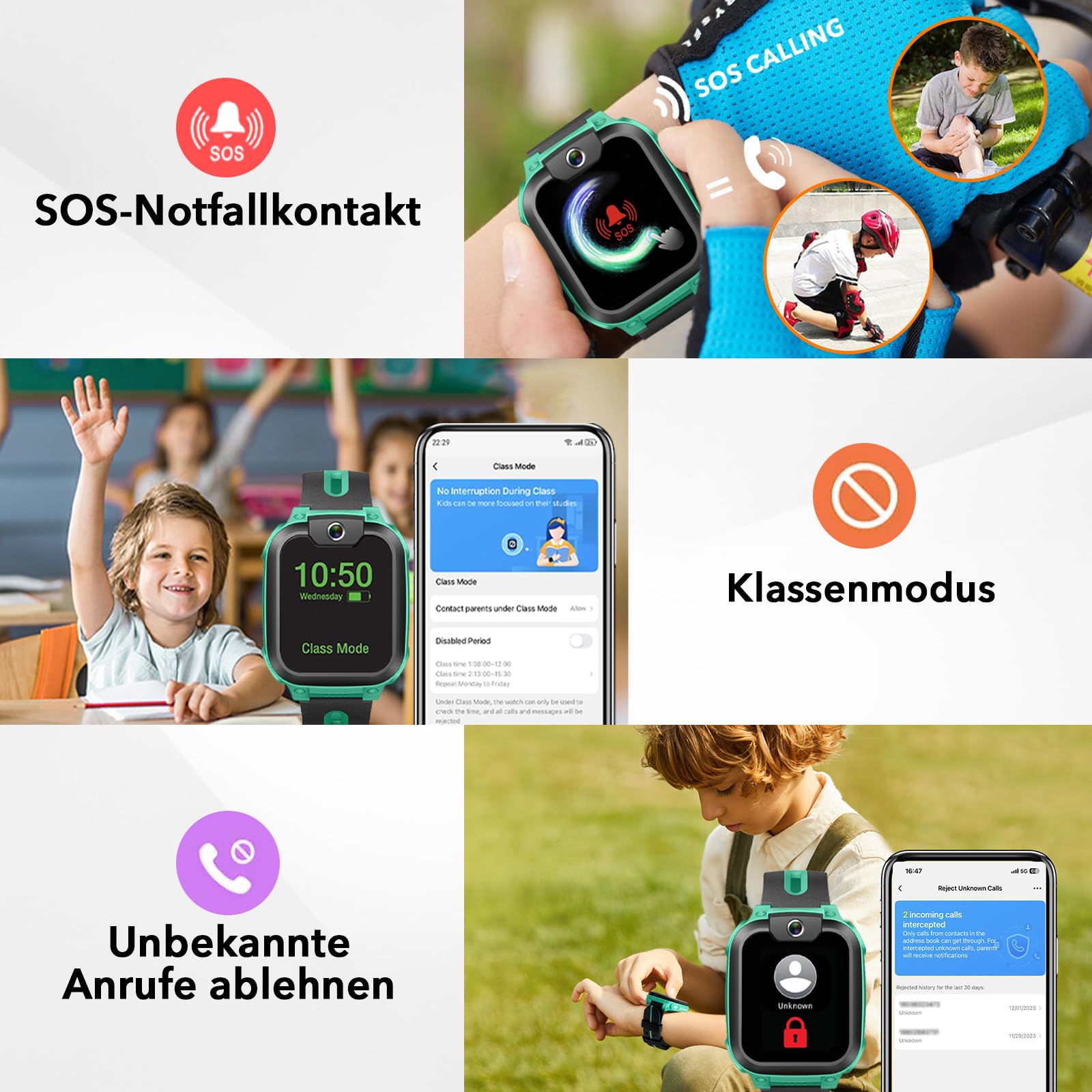 imoo Z1 Smartwatch Kinder mit GPS und Telefonuhr,4G Video & Phone Call Grün | imoo Kids Smartwatch Junge,Spielerfreier Schulmodus,IPX8 wasserdicht für Händewaschen,SIM,Familie Chat,Schrittzähler,SOS