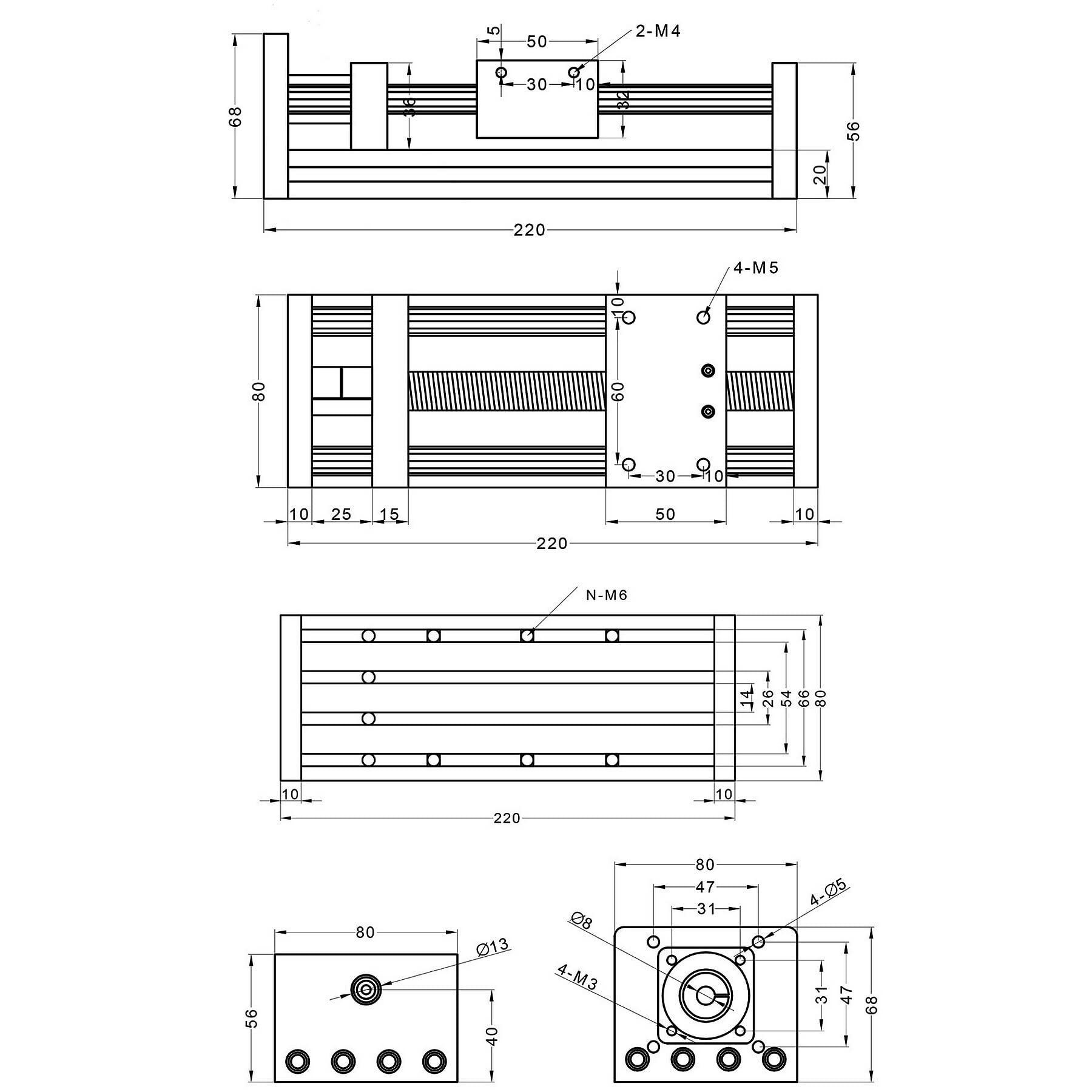 CNCMANS 300 mm Longueur de procédé effective Vis à billes de guidage optique à double axe SFU1204 300 mm, actionneur linéaire Guides linéaires Actionneur linéaire pour pièces de fraisage CNC DIY et