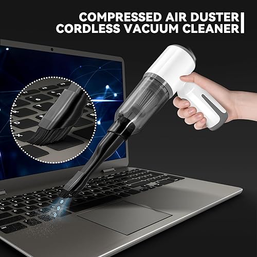 Miniatura 4 de Aspiradora inalámbrica, mini plumero de aire, aspiradora de mano portátil, 3 en 1 de uso en seco y soplador de aire para cocina, succión de 6500 PA,