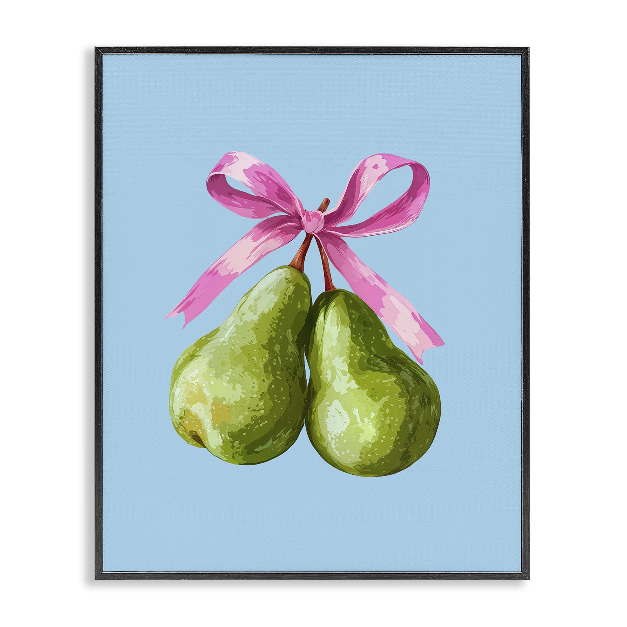 Stupell Industries 'Twin Pears with Ribbon', Framed Giclee Art, Black, 16 x 20 Inches, Easy to Hang and Sturdy, Made in USA, by Imagine It Images
