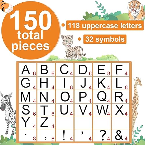 Vista 23 de Juego de 150 letras grandes de 6 pulgadas y puntuación, colorido alfabeto recortado para el aula para exhibir tablón de anuncios, escuela en casa