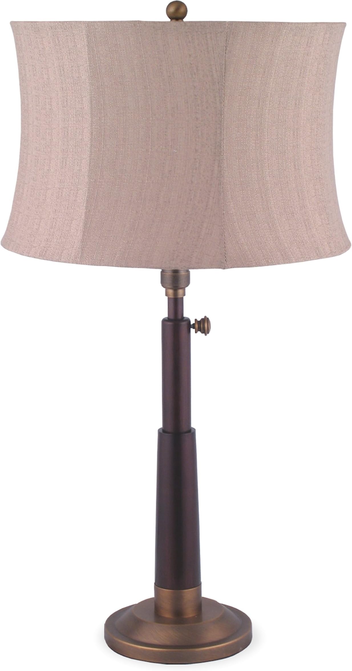 T-6952/6948 Adjustable Antique Brass Telescope Lamp Table Lamp with Textured Mocha Linen Sewn Shade