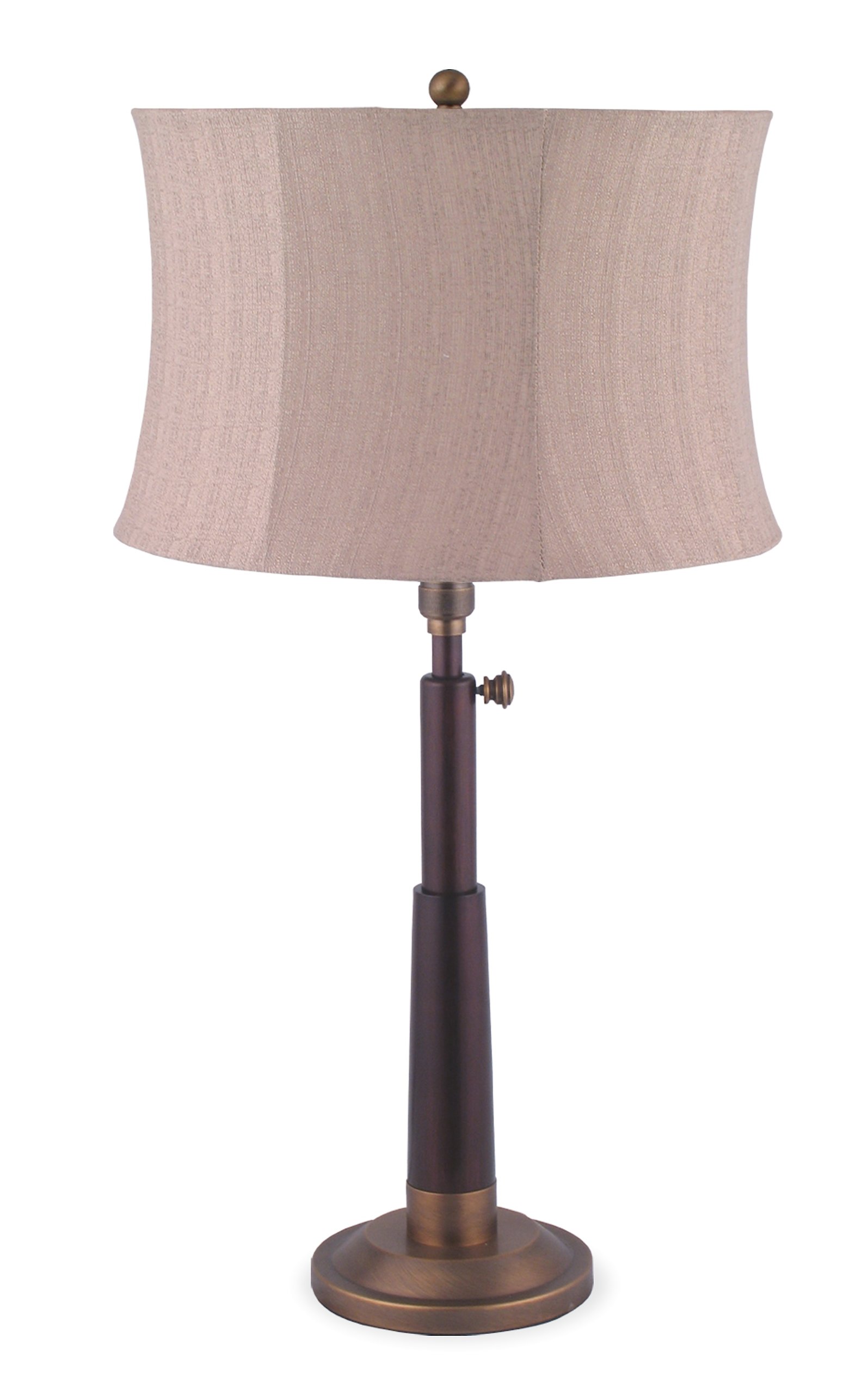 T-6952/6948 Adjustable Antique Brass Telescope Lamp Table Lamp with Textured Mocha Linen Sewn Shade