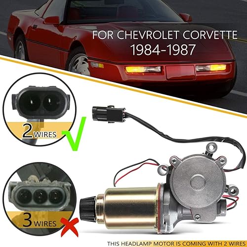 Miniatura 3 de A-Premium Motor de faro delantero derecho del lado del pasajero compatible con Chevrolet C4 Series Corvette 1984-1990, repuesto # 16510052
